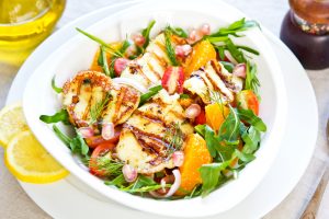 Halloumi with Orange and Rocket salad cheese