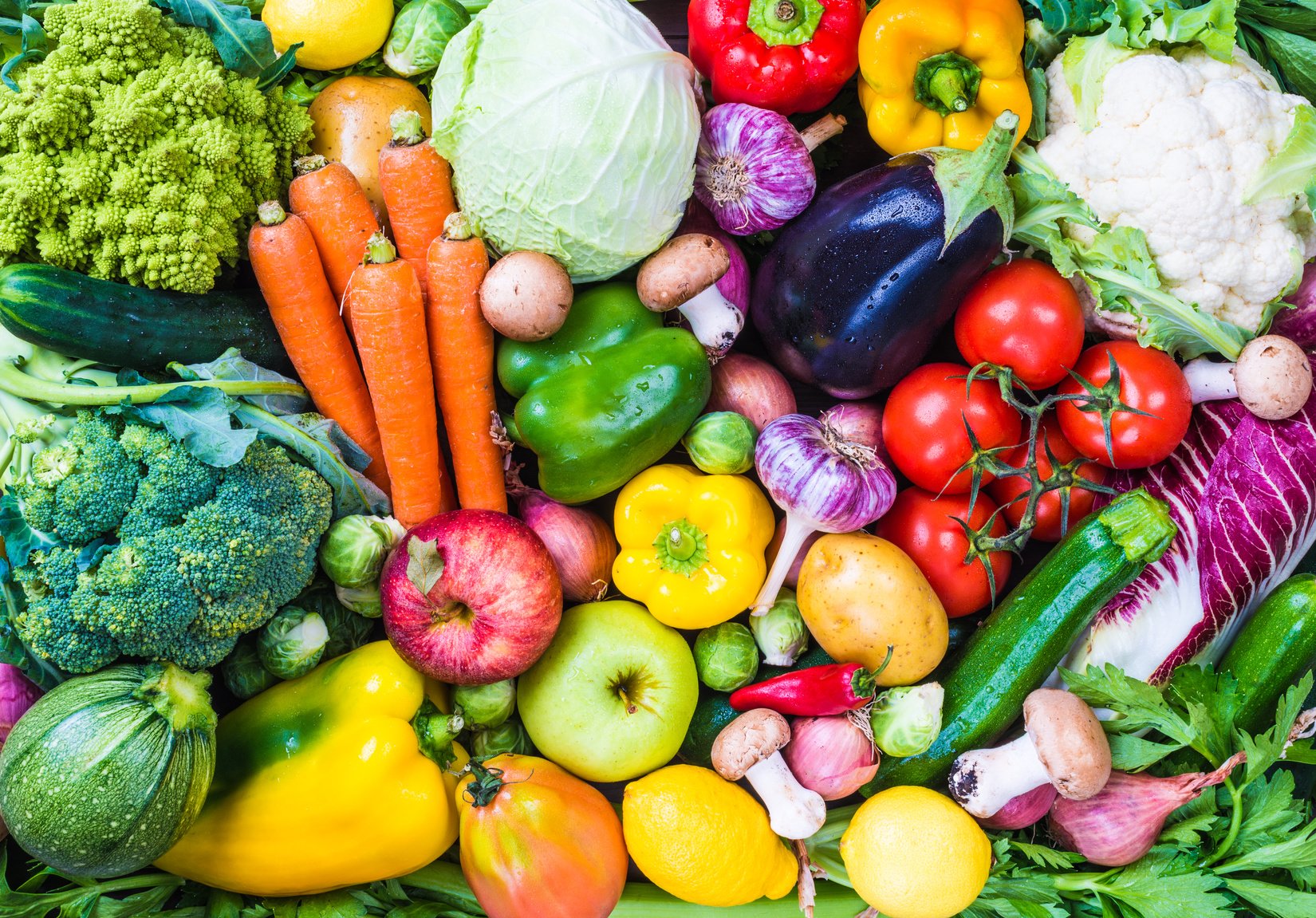 Vegetables and fruits background.