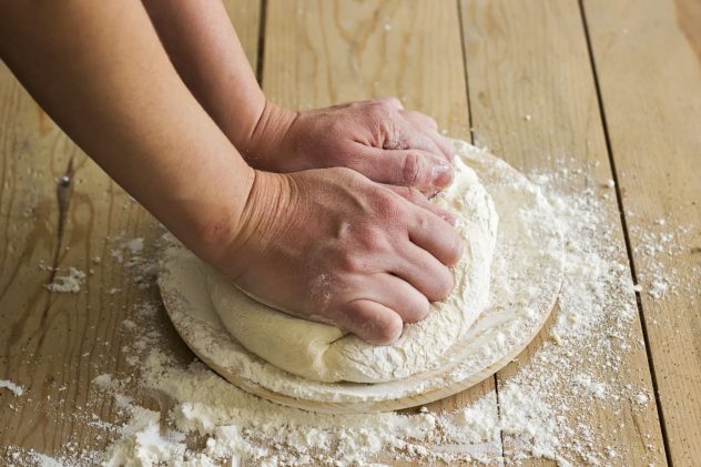 dough baking pizza