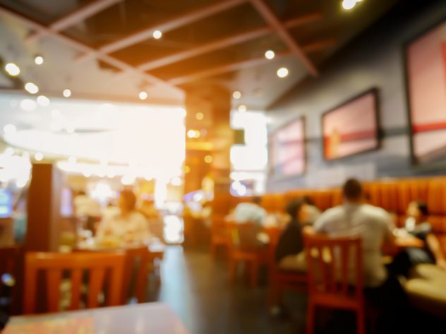 Customer in restaurant blur background with bokeh
