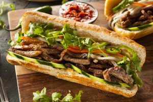 Vietnamese Pork Banh Mi Sandwich meat bread filled