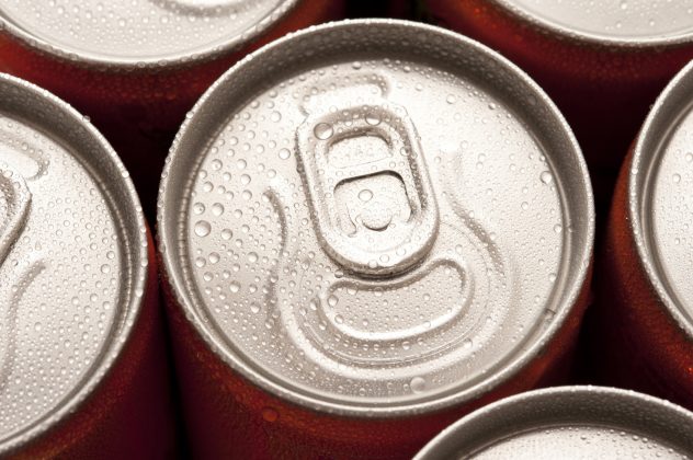 Ring pull on a cola can of cold soda