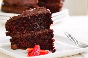 Fresh home made sticky chocolate cake