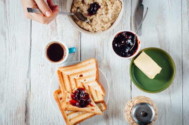 breakfast porridge toast jam cheese