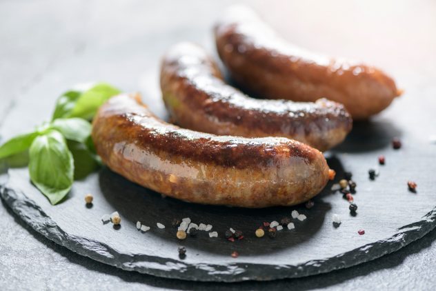 Fried domestic sausage
