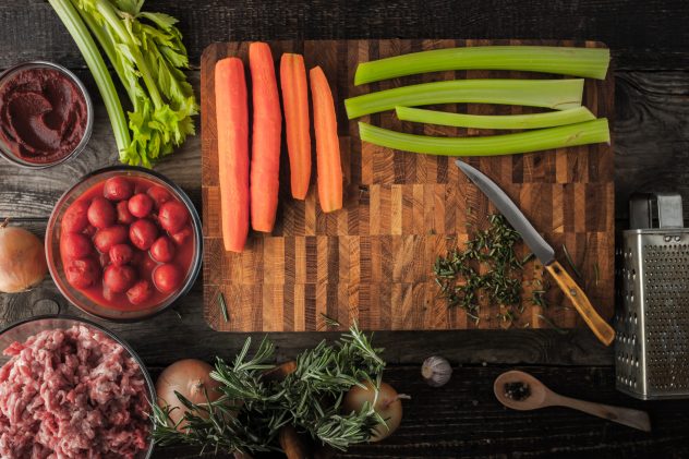 Food vegetables meat