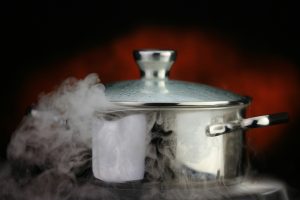 steam over cooking pot cooking