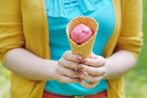 Berry ice cream woman