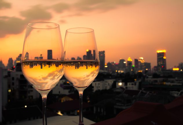 Wine in the city white drink alcohol restaurant
