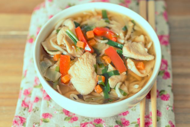 asian noodle chicken soup lunch meal