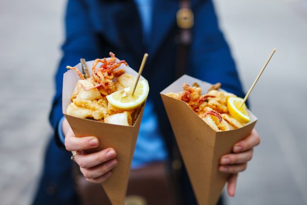Fried food takeaway seafood