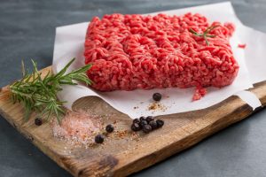 Minced meat on butcher paper