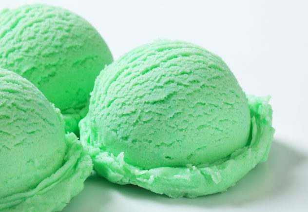 Scoops of green ice cream