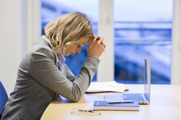 stress business woman work computer hangover