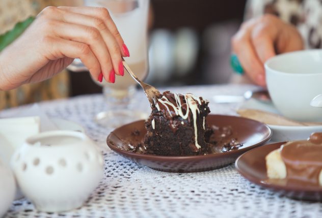 chocolate cake dessert sweet cafe eat spoon