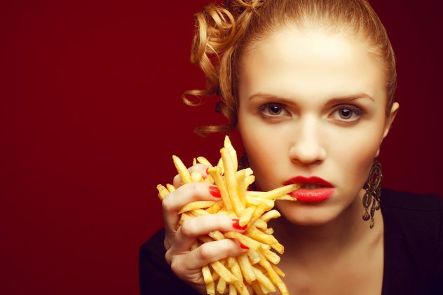 junk fast food fries woman