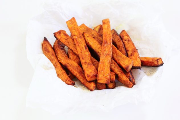 Sweet potato fries, selective focus