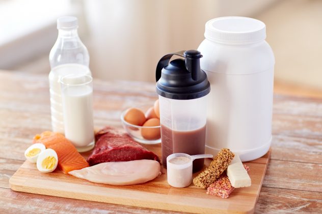 close up of natural protein food and additive