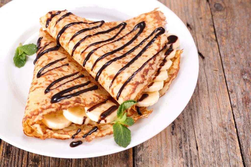 crepe with chocolate and banana