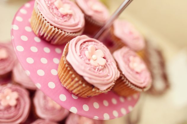 Plate with muffins cupcakes sweet baking baked