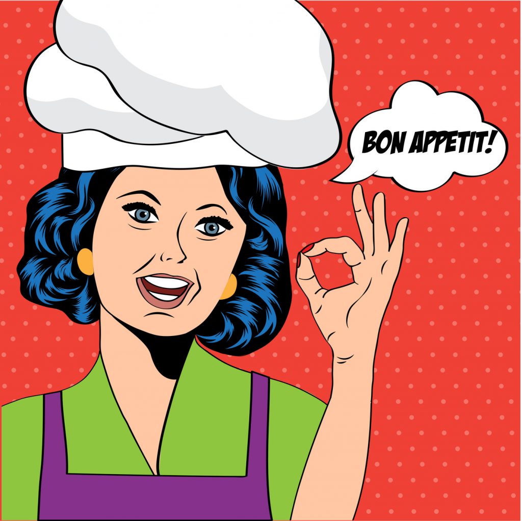 pop art woman cook, illustration in vector format