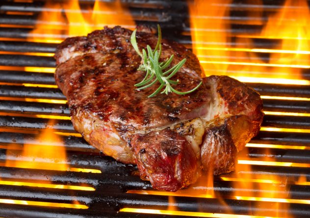 steak on flame beef meat