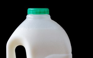 Top of full plastic milk bottle jug