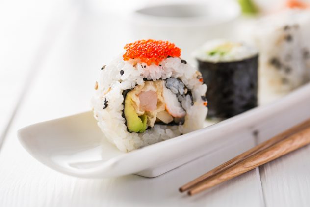 Sushi and sake maki japanese food