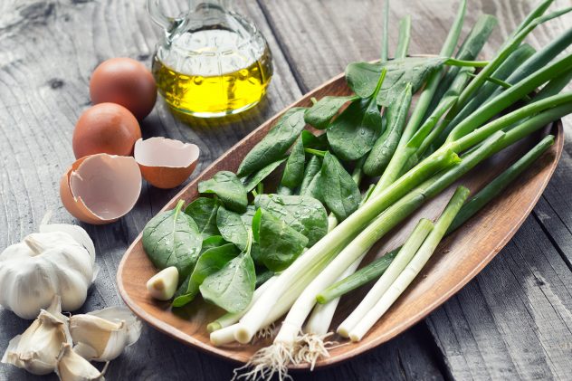 eggs and vegetables on table