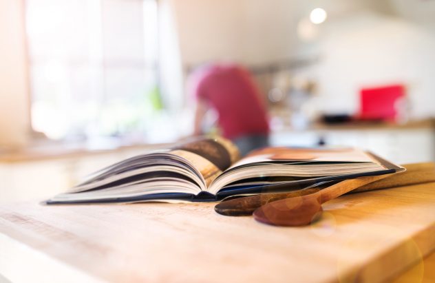 Cook book on a table recipe kitchen