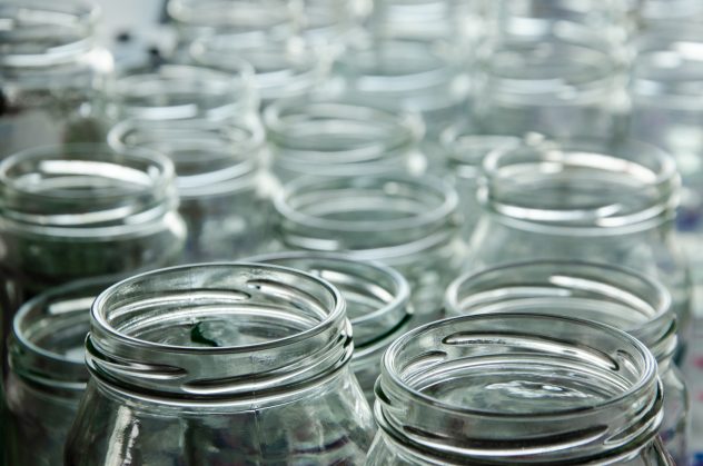 many empty jars for home-made preserves kitchen jar