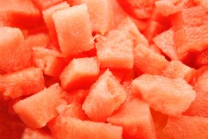 Close Up of Diced Fresh Ripe Watermelon