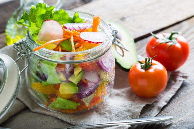 Vegetable salad in a jar