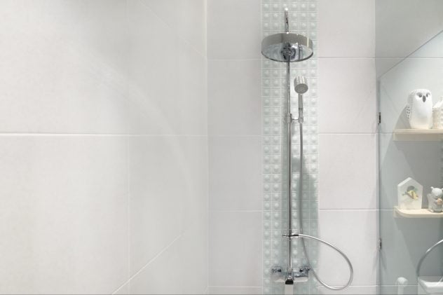 Interior of modern shower head in bathroom at home.Modern design