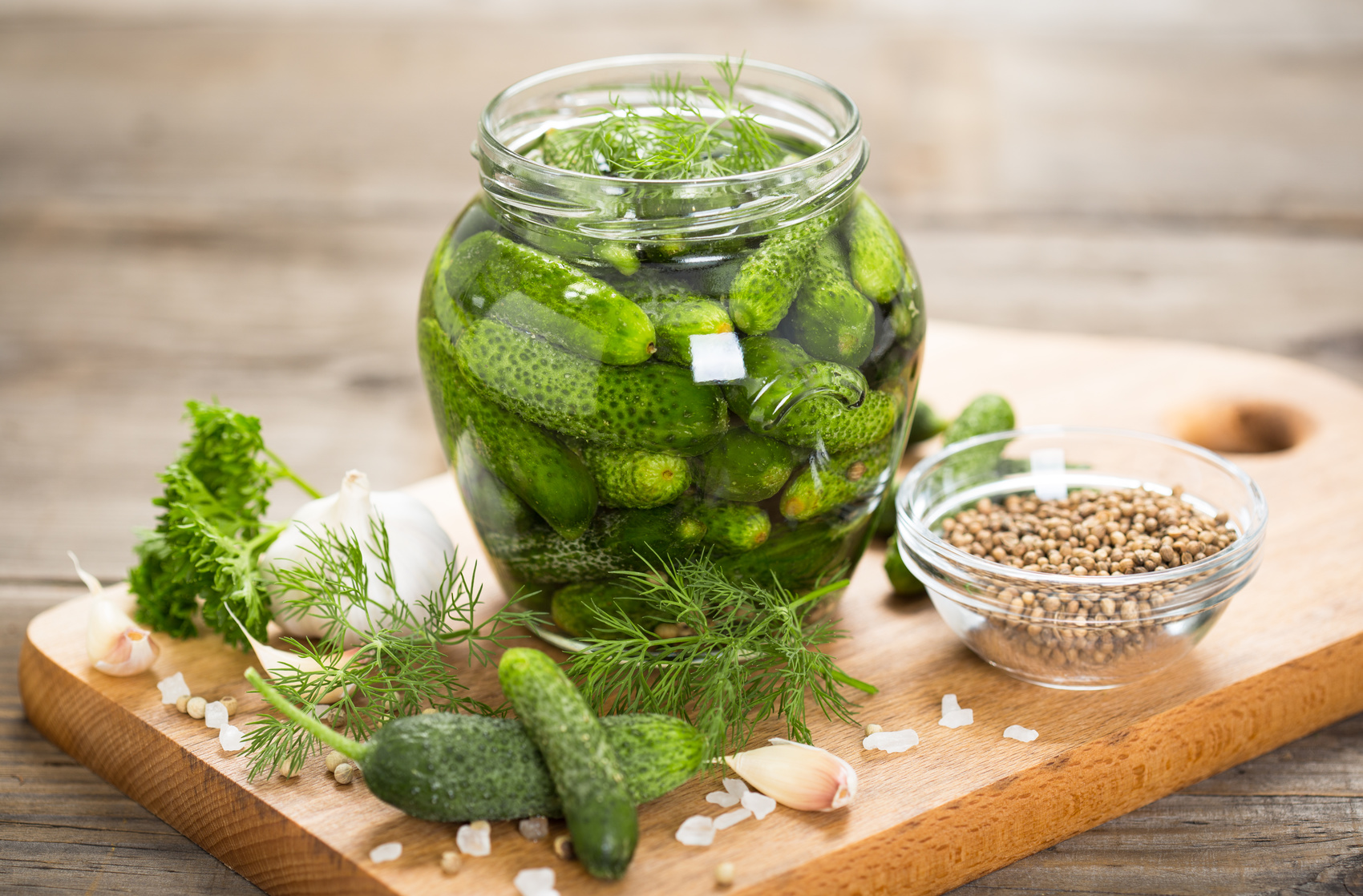 Pickled cucumbers in the jar