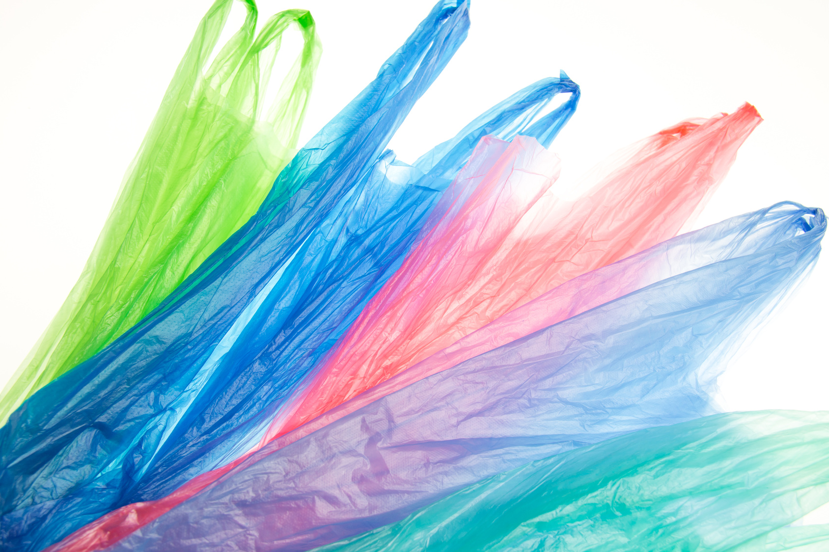 Plastic bags on white background