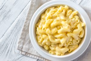 Portion of macaroni and cheese