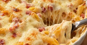 kinkku-ananas-aurajuusto-pasta