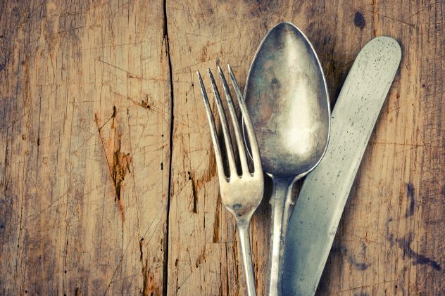 Fork, spoon and knife closeup